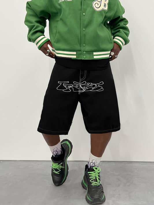 Short en Jean Homme Coupe Ample - Denim Non-Élastique, Taille Moyenne, Ouverture de Jambe Décontractée, Idéal pour Tenues Streetwear