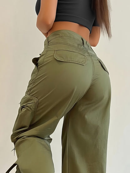 Women'S Trendy Street-Style Cargo Pants with Jogger Ties And Button Details
