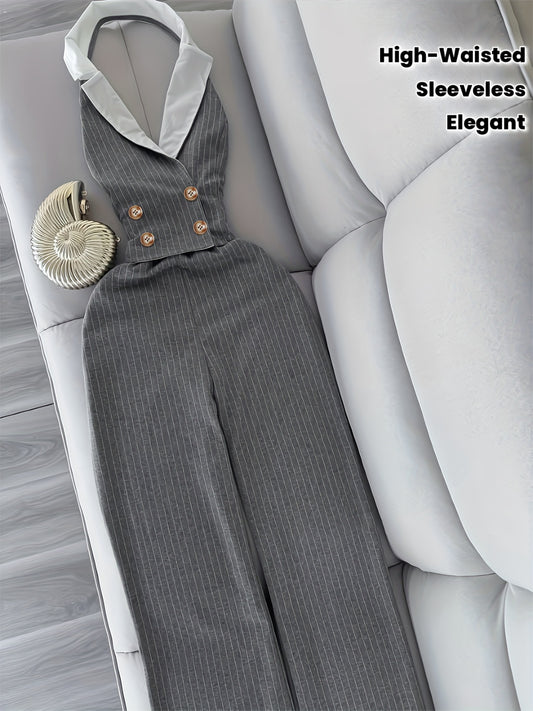 Ensemble 2 pièces femme – Top halter & pantalon large