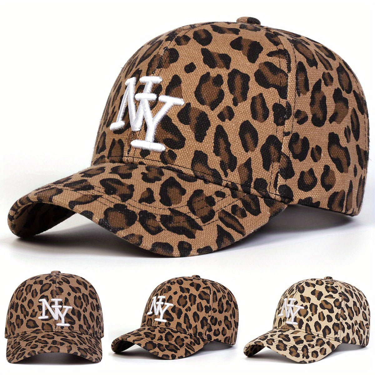 Casquette Femme NY – Motif Léopard, Réglable et Stylée pour Sorties Casual