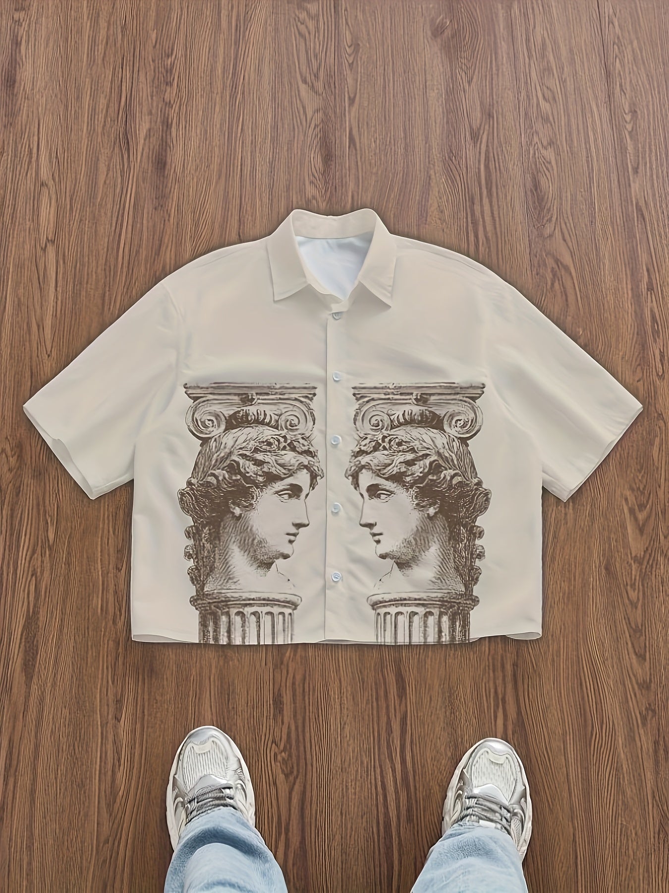 Chemise Homme à Manches Courtes – Design Inspiré de la Statue de David, Tendance et Élégante