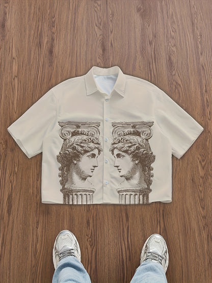 Chemise Homme à Manches Courtes – Design Inspiré de la Statue de David, Tendance et Élégante