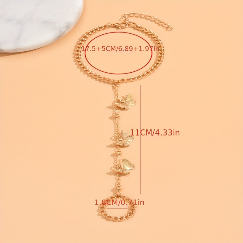Bracelet Femme – Chaîne Vintage avec Pendentif Papillon, Style Raffiné et Chic