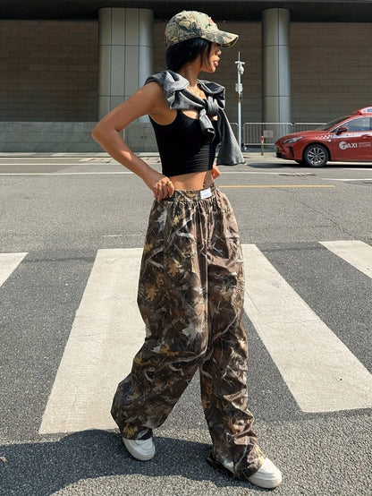 ZD111355 Directional Autumn And Winter Lightweight Women'S Wide-Leg Long Pants with Botanical Print