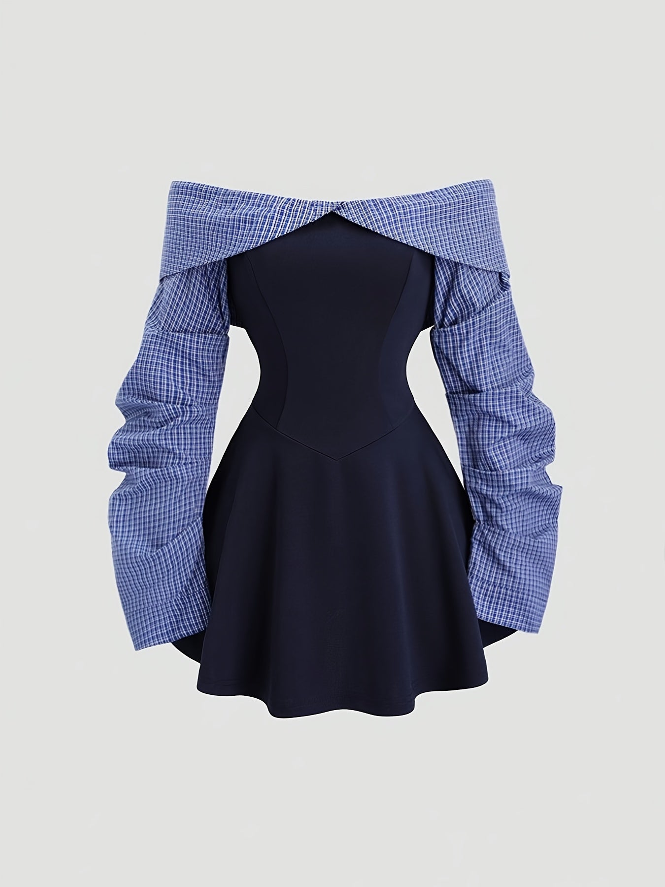 Jupe Longue Femme à Manches Longues – Design Une Épaule, Bloc-Couleur