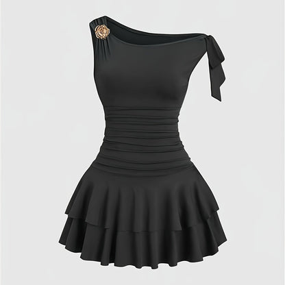 Robe mini femme – Asymétrique & épaules dénudées