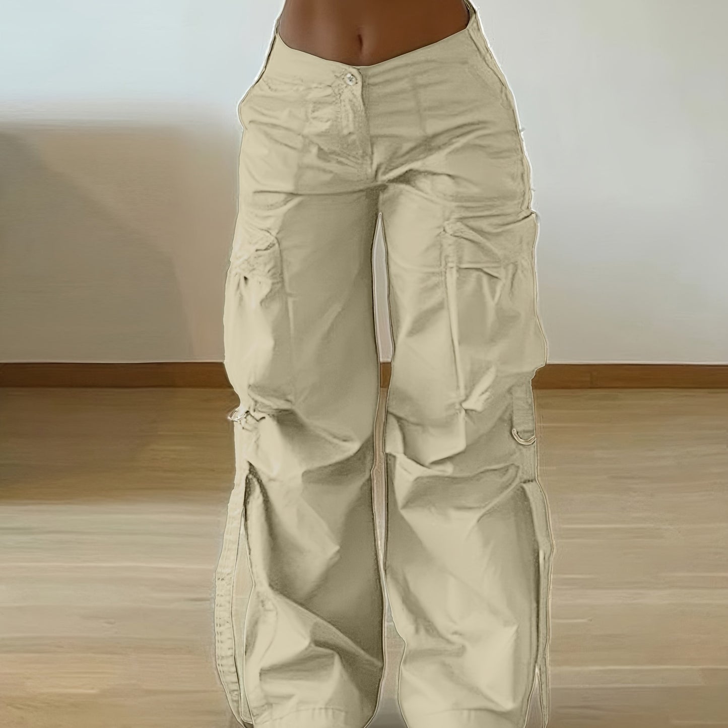 Women'S Trendy Street-Style Cargo Pants with Jogger Ties And Button Details