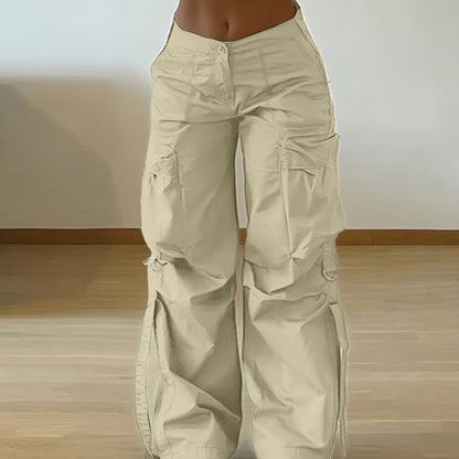 Women'S Trendy Street-Style Cargo Pants with Jogger Ties And Button Details
